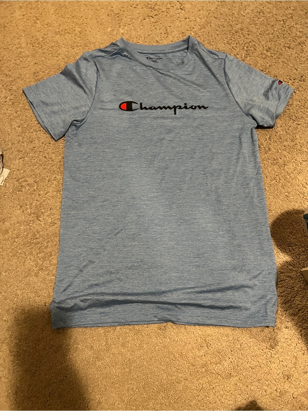 Champion Light Blue Heather Logo Short Sleeve Tee